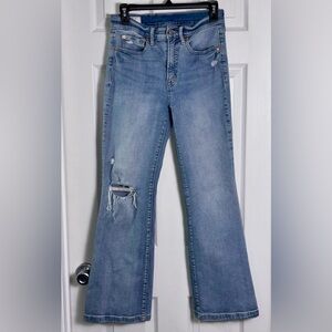 GAP High Rise Flare Jeans Womens 27 Petite Distressed Light Wash Denim Size 4P
